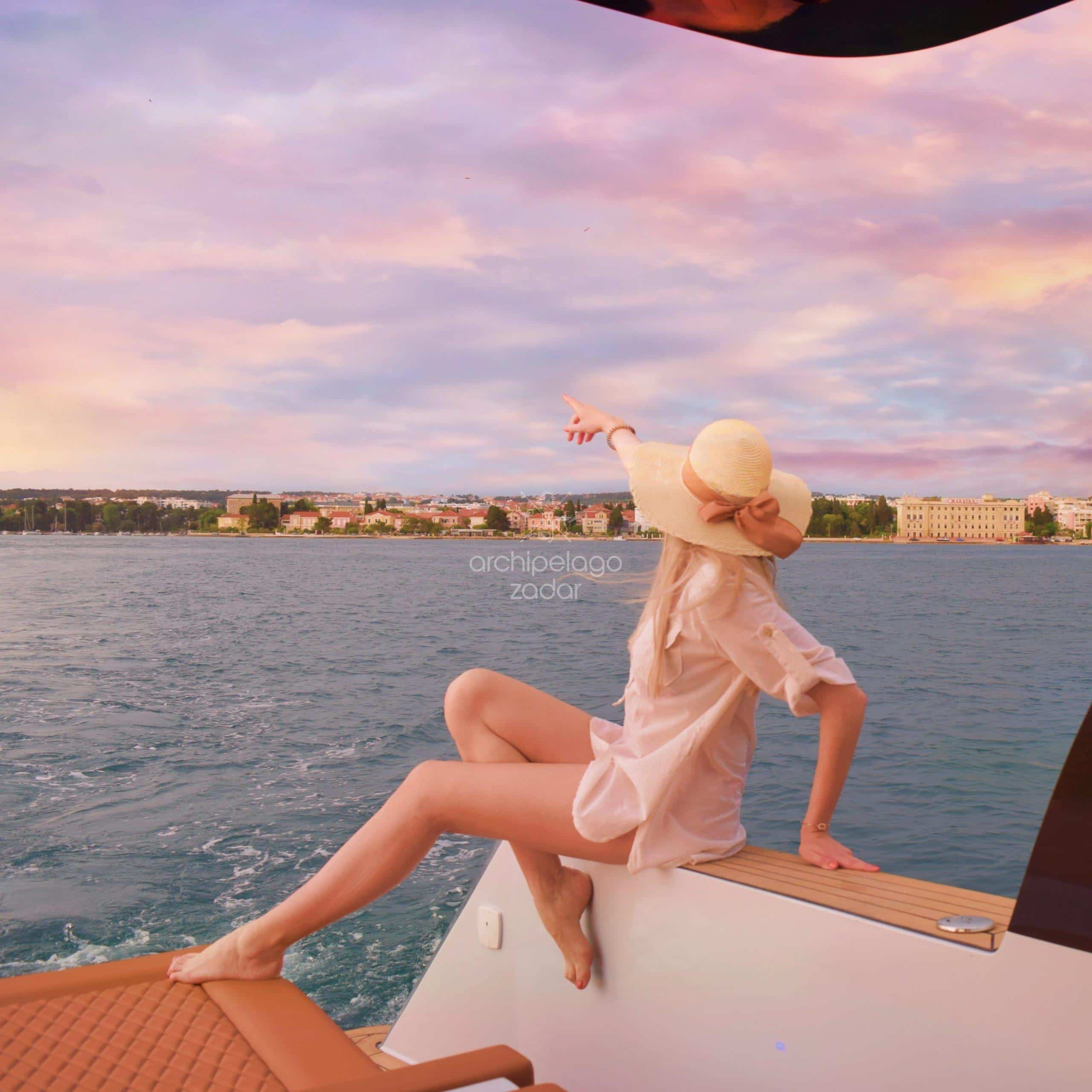 girl on sunset cruise
