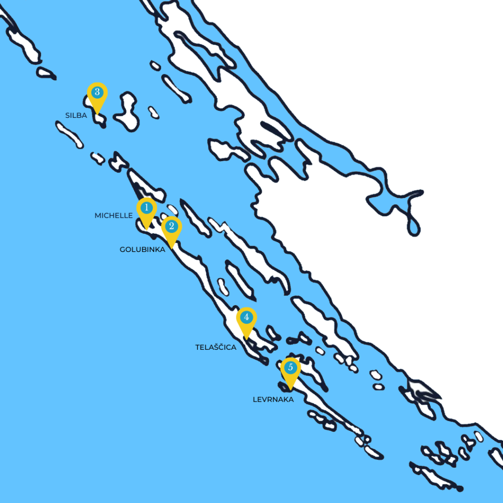 Best snorkeling spots in Zadar Archipelago map 