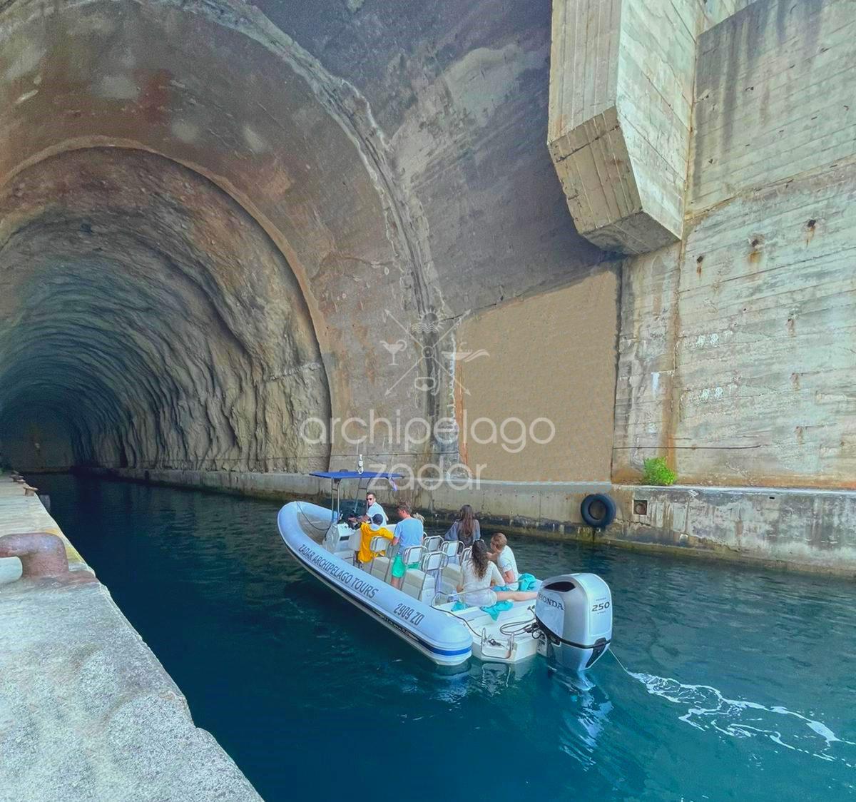 Military Tunnel in Zadar Archipelago speedboat ride