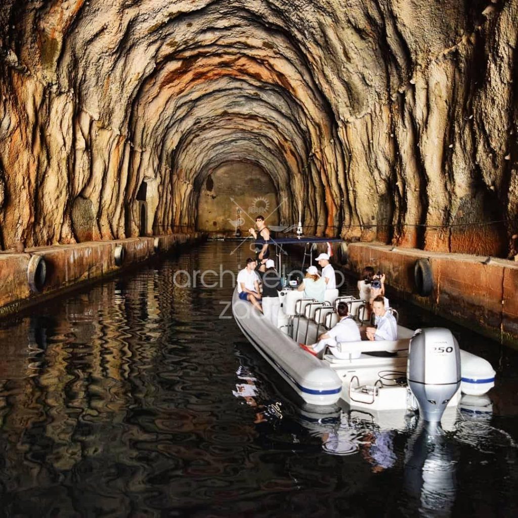 Military tunnel in Zadar Archipelago speedboat tour