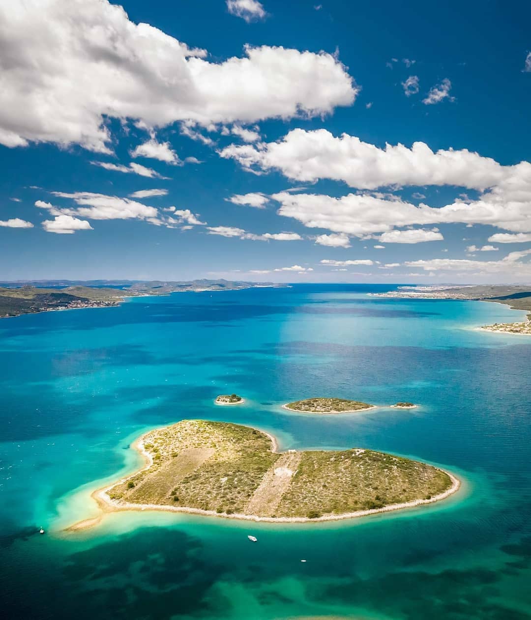 galešnjak island of love heart shaped island zadar archipelago aerial drone