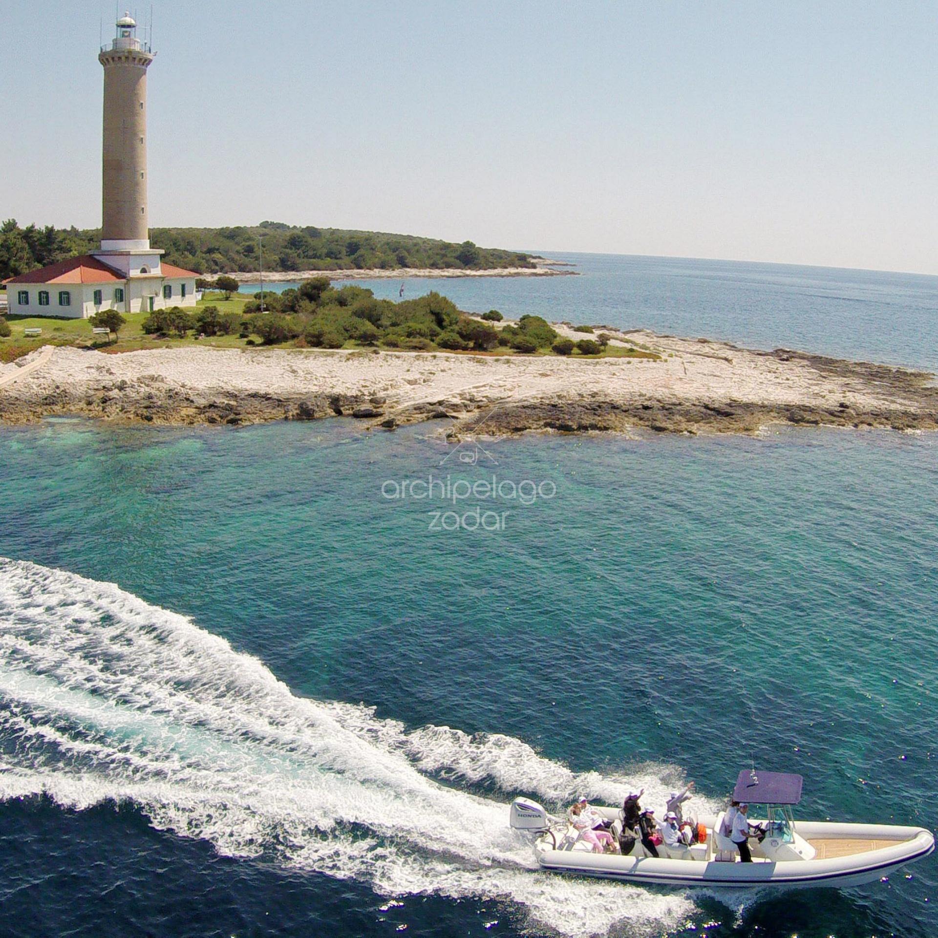 zadar archipelago boat tours near veli rat lighthouse speedboat cruising 
