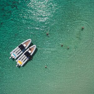aerial view of 2 speedboats during a boat tour