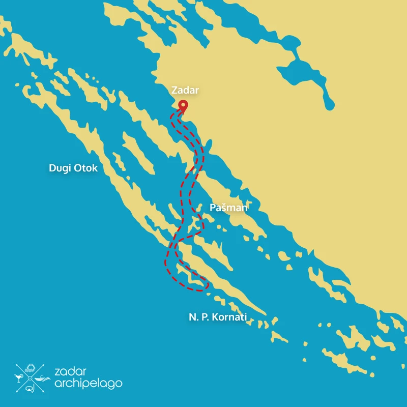 kornati islands boat tour itinerary map