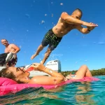 jumping from a speedboat on a boat trip from zadar