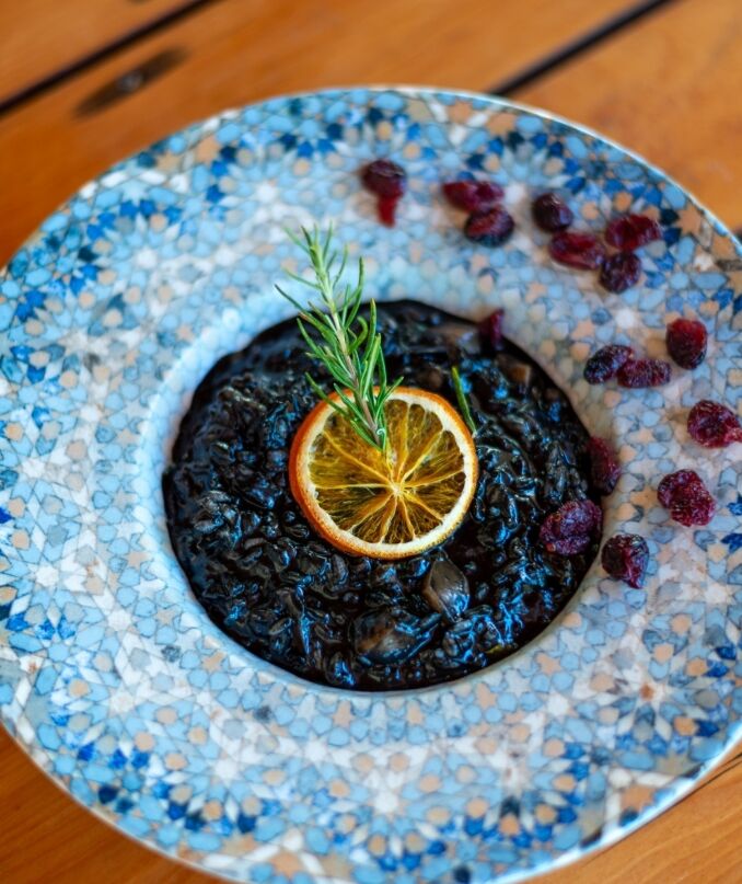 Momi Restaurant Dugi otok on a boat trip with Zadar Archipelago black rissoto