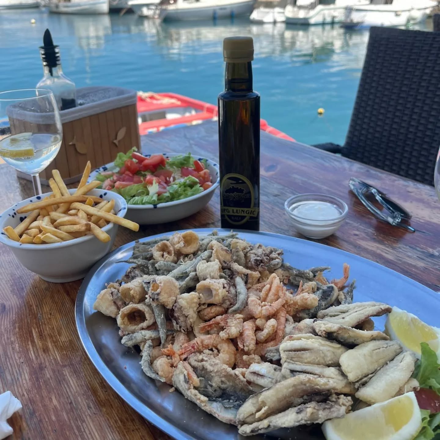 Srdela Fish Snack table full of food
